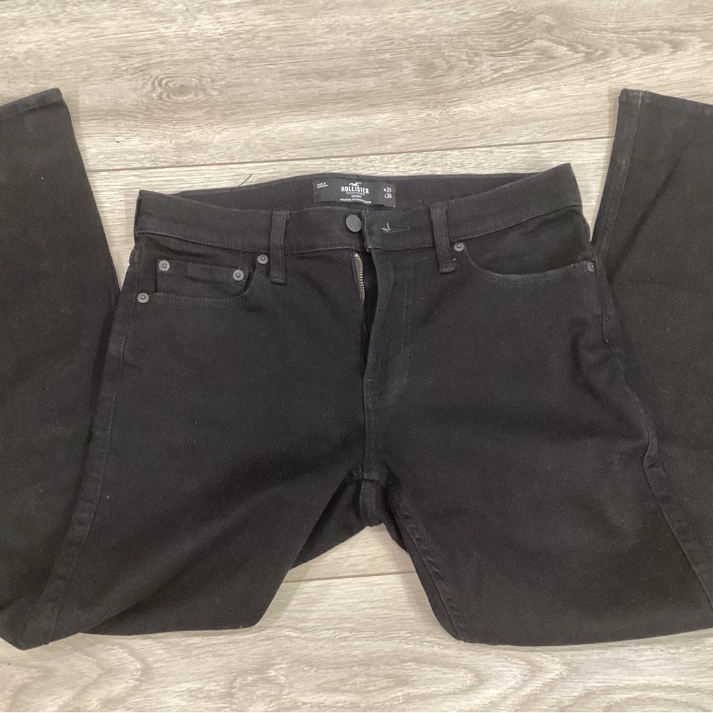 Hollister Men's Athletic Skinny Jeans Black Slim Fit Denim 31 x 30 No Fade